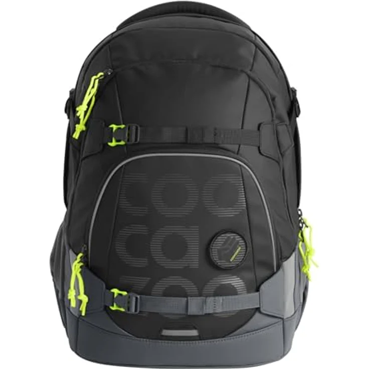Coocazoo Schulrucksack Mate „Tarp Black Thunder”, ergonomisch und anpassbar, höhenverstellbar, mit Brustgurt & Hüftgurt, schwarz, 30 Liter Volumen, ab 3. Klasse – Bild 1