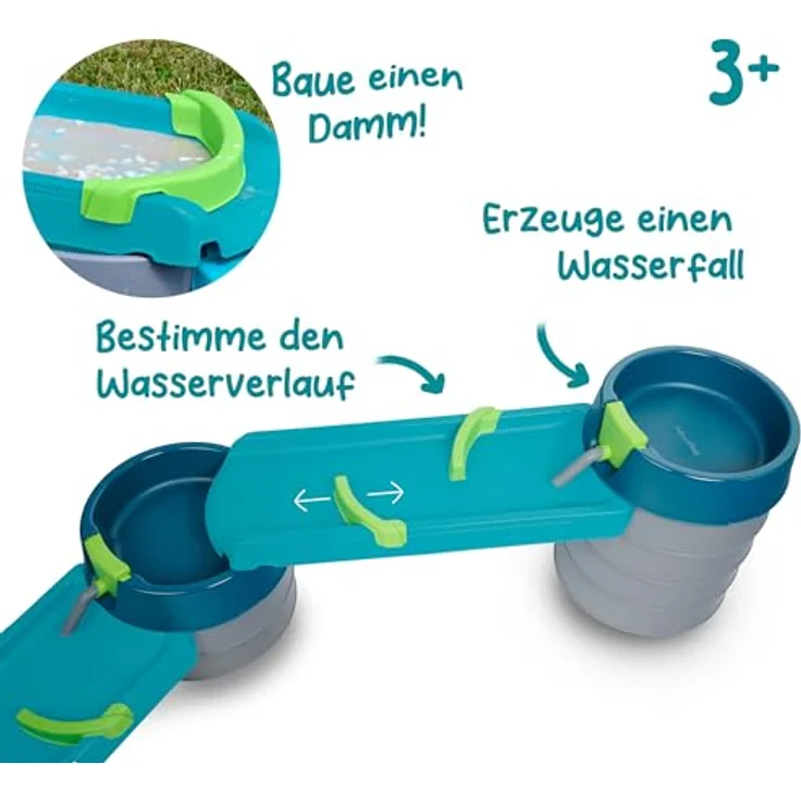 AquaPlay Mudway Flow, kombinierte Wasser- und Sandspielbahn mit 2,3m Wasserbahn, Schleusen und Becken, flexibles Stecksystem, wetterfest, für Kinder ab 3 Jahren – Bild 2