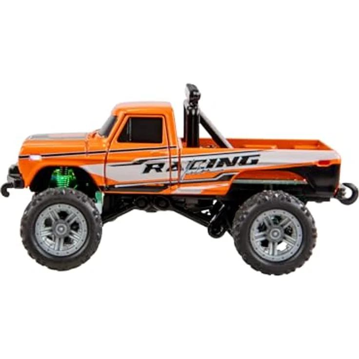 Amewi RC-Monstertruck Die Cast 1:64 RTR, orange, mit drei Geschwindigkeitsstufen, kinderfreundlicher Tempomat-Funktion und LED-Beleuchtung – Bild 3