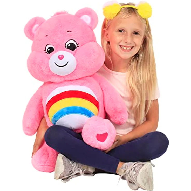 Troetelbeertjes Care Bears 60 cm Jumbo Plüschbär Cheer Bear, kuscheliges Spielzeug mit buntem Regenbogen auf dem Bauch – Bild 5