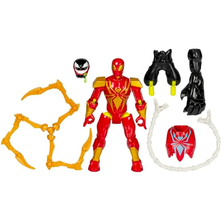 Marvel Spider-MAN MixMashers Iron individualisierbare Deluxe Action-Figur mit Venom-Teilen und Accessoires, Rot
