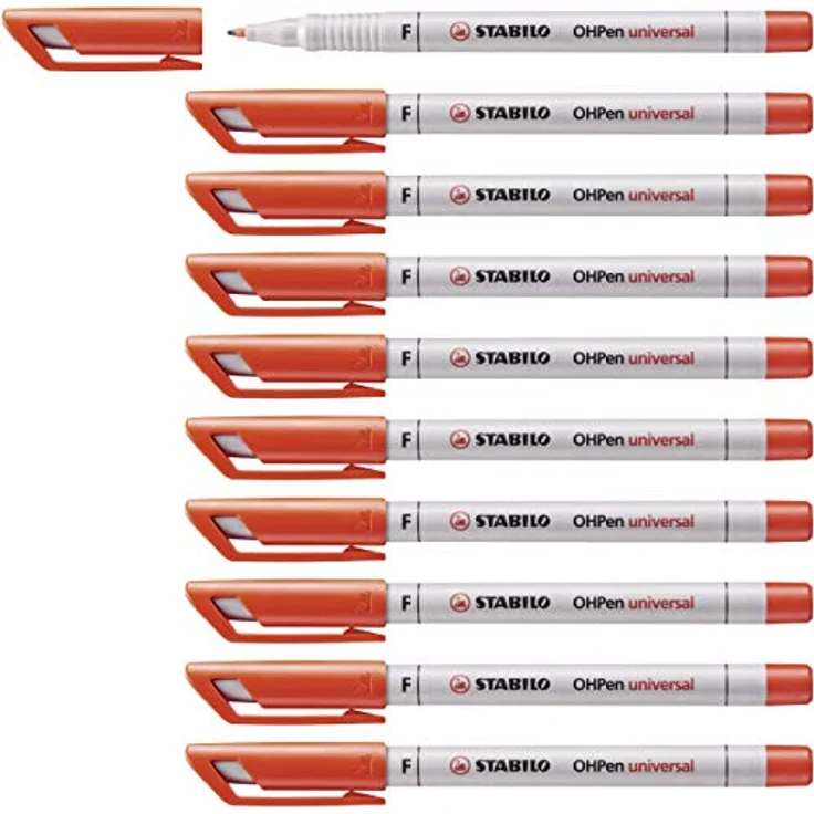 Folienstift - STABILO OHPen universal - wasserlöslich fein - 10er Pack - rot – Bild 1