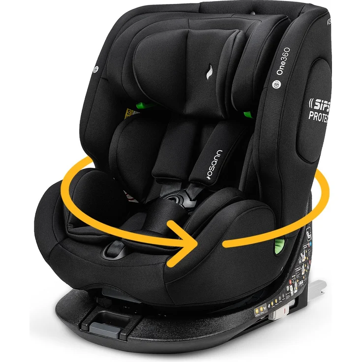Osann Autokindersitz One360 i-Size, 360° drehbarer Reboarder Kindersitz Isofix, Baby Autositz, Schwarz – Bild 1