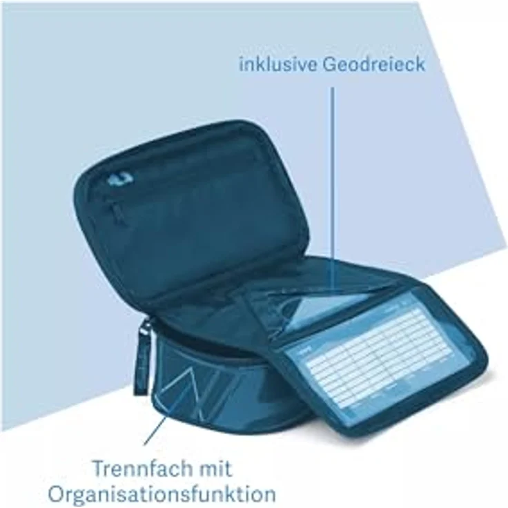 satch Schlamperbox extra groß inkl. Trennfach Reißverschlussfach Stiftehalter Geodreieck Sichtfenster für Stundenplan Bright Faces - Lila – Bild 5