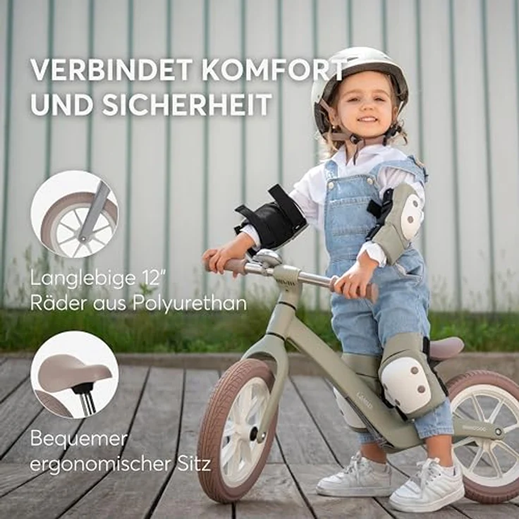 KikkaBoo LANSER Laufrad ab 3 Jahre, Ultraleichtes Balance Bike mit verstellbarem Sitz, 12 Zoll, grau – Bild 3