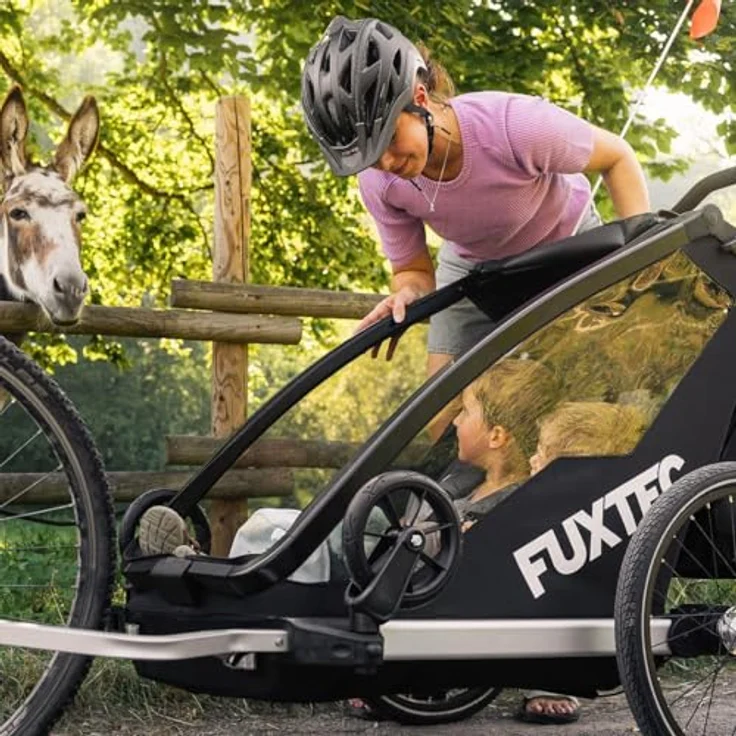 FUXTEC Fahrradkinderanhänger FX-FA1neu, Sportlicher Fahrradanhänger für bis zu zwei Kids, blau – Bild 10
