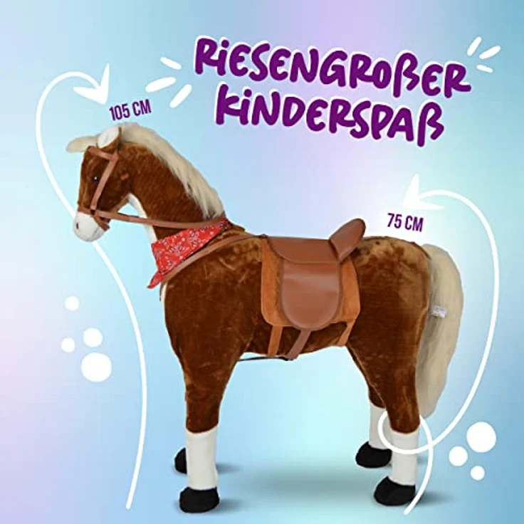 Pink Papaya Plüschpferd XXL 105cm - Max, riesiges Pferd zum Reiten, EIN tolles Stehpferd XXL, bis 100kg, Spiel-Pferd Reitpferd zum Draufsitzen inkl. Kleiner Bürste - EIN Kindertraum für Mädchen! - Preisvergleich – Bild 5
