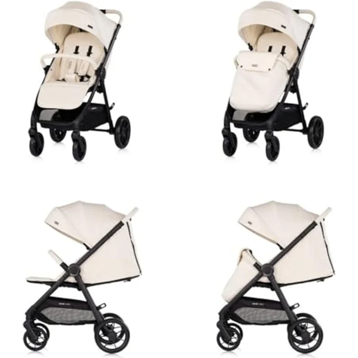 Chipolino Ultera Buggy, klappbar mit Federung, 5-Punkt-Gurt und Hinterradbremse, creme – Bild 3