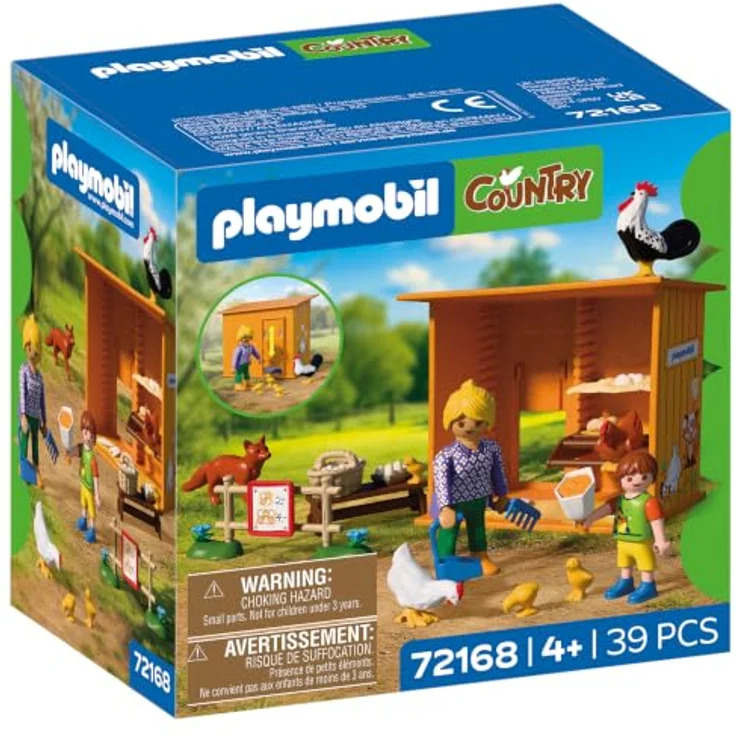 Playmobil Hühnerstall 72168, Spielset mit Nistbereich, Hofladen und Fuchs für realistische Farmgeschichten – Bild 1
