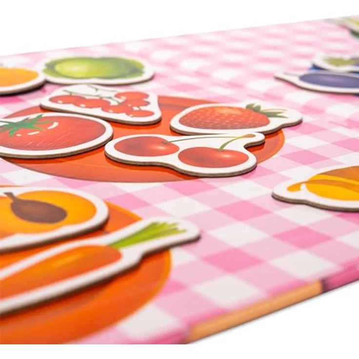 Magnikon Magnetspiel "Farben lernen", Sortierspiel für Kinder mit Obst, Gemüse und geometrischen Formen, 20 x 40 cm geöffnet – Bild 3