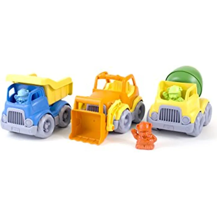 Green Toys 8601209 Baufahrzeuge mit Figuren, Spiel-Set, nachhaltiges Spielzeug für Kinder ab 24 Monaten, Mehrfarbig