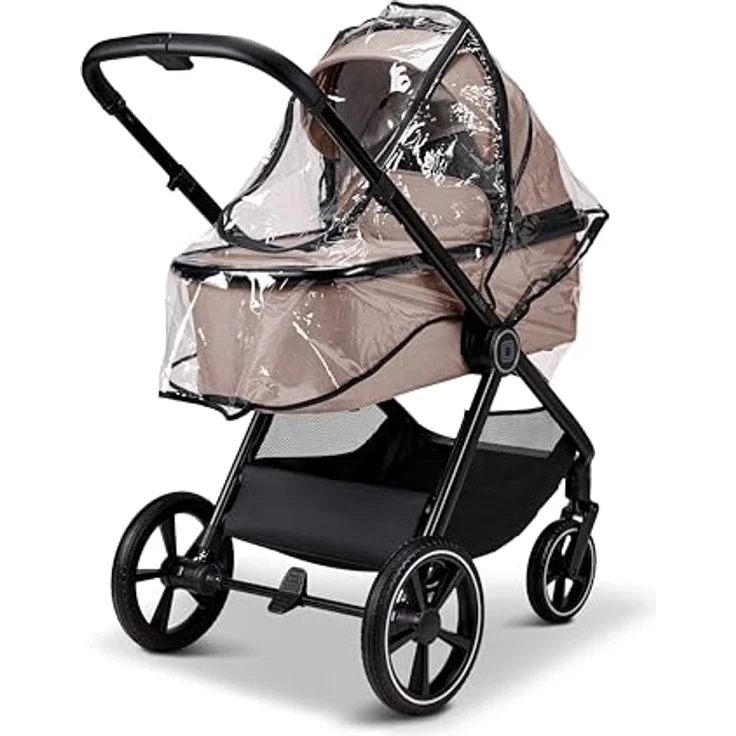 Moon Aura Kombikinderwagen, 2-in-1-System mit Babywanne und Sportsitz, regen- und schmutzabweisend, veganer Leder-Schieber, Allradfederung, bis 22 kg – Bild 10