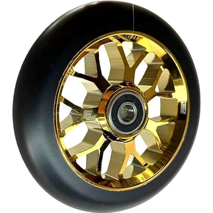 Fantic26 Stuntscooter Fantic26 Spy7 Stunt-Scooter Rolle 110mm Abec11 Gold/Pu Schwarz, Aluminium 6061-T6, ABEC-11 Kugellager, 88A PU-Härte – Bild 3