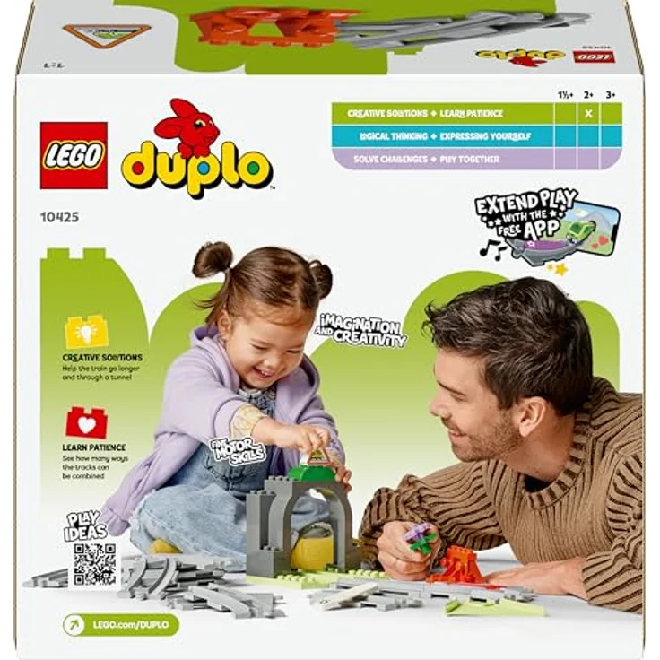 LEGO DUPLO Town 10425 Eisenbahntunnel und Schienen – Erweiterungsset mit 10 Schienensegmenten und Aktionsstein, Mehrfarbig – Bild 8