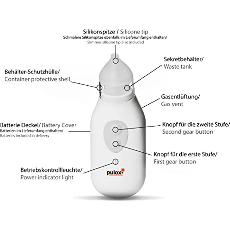pulox NA-53 elektrischer Nasensauger für Säuglinge und Kinder zur Anwendung bei verstopften Nasen mit Aufsätzen in 2 Größen – Bild 3
