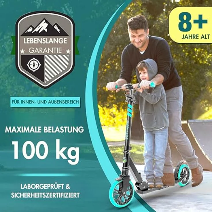 SereneLife Klapproller für Kinder & Erwachsene, höhenverstellbar, Big Wheel Scooter mit 8-9 Zoll Rädern bis 100 kg – Bild 6