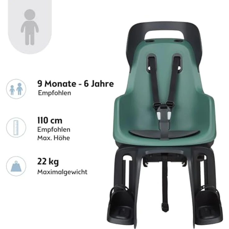 Bobike Fahrradkindervordersitz GO Maxi für 26“ bis 29“ Fahrräder, gepäckträgermontiert, Pfefferminze – Bild 9