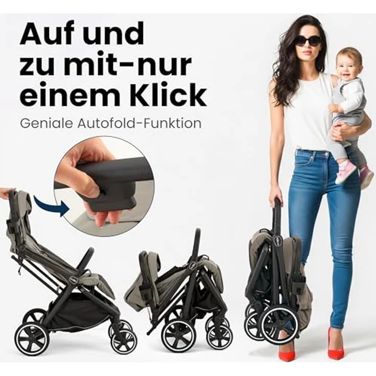Hartan Kinder-Buggy Clixx, kompakter Buggy mit Regenschutz, Cupholder und Ledergriff, große Räder für alle Wege – Bild 4