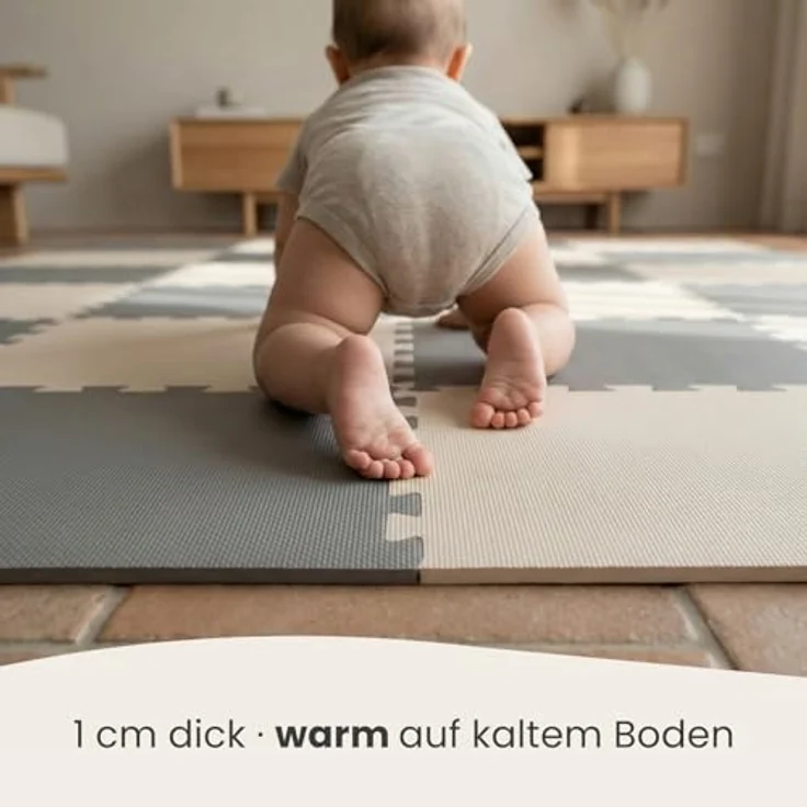 LittleTom Puzzlematte für Kinder, TÜV-geprüfte Krabbelmatte, 18-teilig, 30x30 cm, wasserfest, beidseitig verwendbar, in modernen Pastelltönen – Bild 4