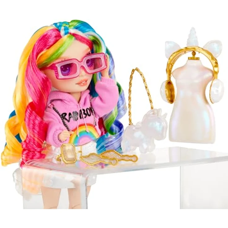 Rainbow High Anziehpuppe Creative Crystals Fashion Doll Amaya, Kristalllook Outfit mit Zubehör und DIY Kristallring – Bild 4