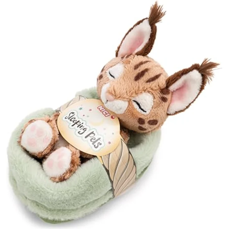NICI Kuscheltier Karakal 12cm schlafend im Körbchen, braun, weiches Plüschtier aus recyclebarem Material, ideal zum Kuscheln und Spielen, perfekte Geschenkidee - 62874 – Bild 2