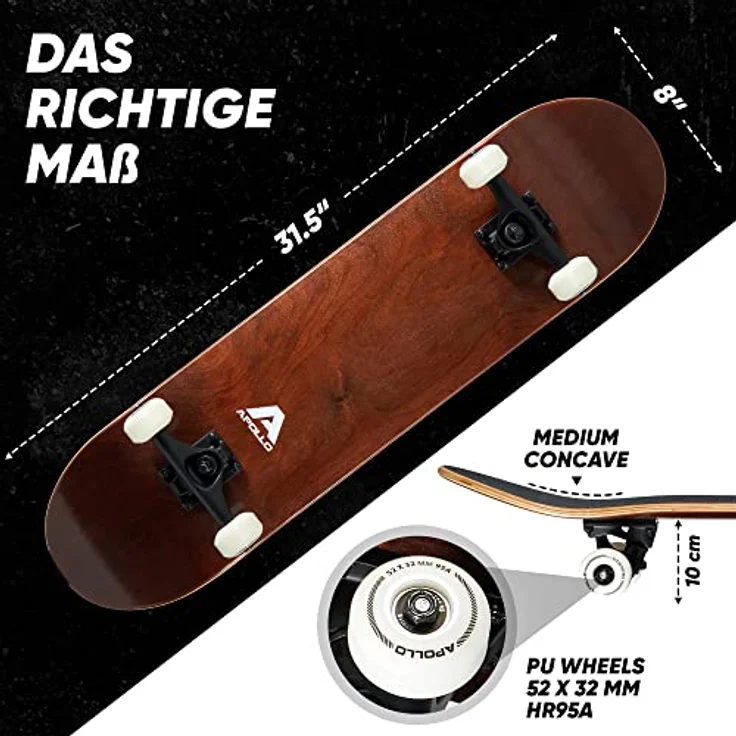 Apollo Skateboard | 7-lagiges Popsicle Deck, trendig, ABEC-7 Kugellager | Top Fahreigenschaften bei jedem Style – Bild 5