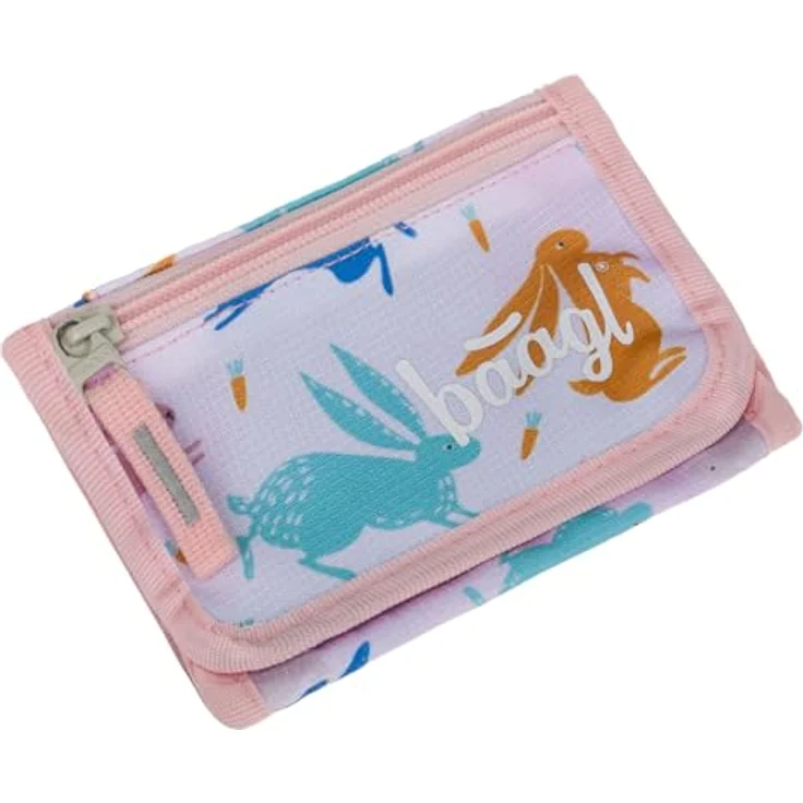 Baagl Brustbeutel Mädchen Geldbörse Kinder Mini Portemonnaie - Bunny, verstellbares Umhängeband, recyceltes Polyester, 14 × 10 cm – Bild 1