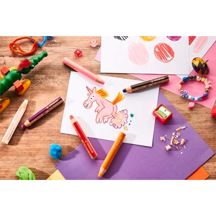 STABILO woody 3in1, Buntstifte im Einhorn Design, 6 Stück mit Spitzer, hohe Deckkraft und Farbintensität, auch für dunkles Papier geeignet – Bild 6