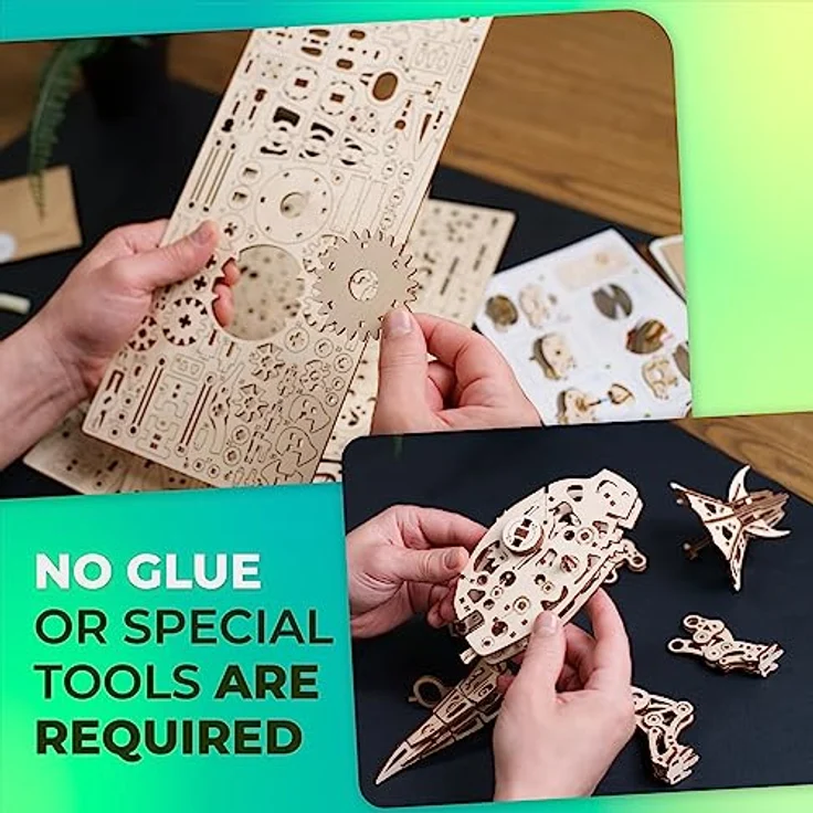 UGEARS Triceratops Dinosaurier 3D Holzpuzzle, Mechanisches Modell im Maßstab 1:32 mit Lebensechtem Gang, DIY Bausatz für Erwachsene, 400 Teile, 8+ Stunden Spielzeit – Bild 5