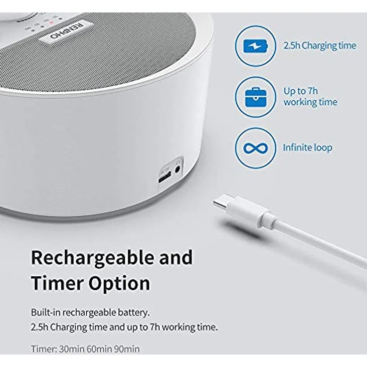 RENPHO White Noise Machine Baby, Tragbare Einschlafhilfe mit 29 beruhigenden Klängen, USB wiederaufladbar und Timer-Funktion – Bild 4