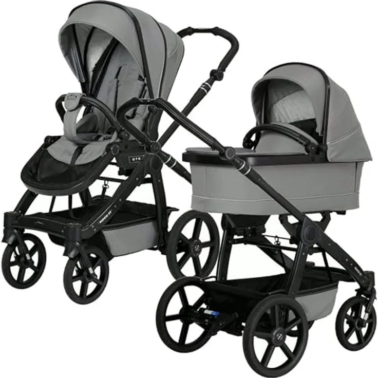 Hartan Kinderwagenset Rock IT Outdoor, Kombikinderwagen, grau, 3-teilig, EN 1888, UV 50+, AZO-frei, Made in Germany, mit Feststellbremse, kugelgelagerten Rädern und 5-Punkte-Gurt – Bild 2