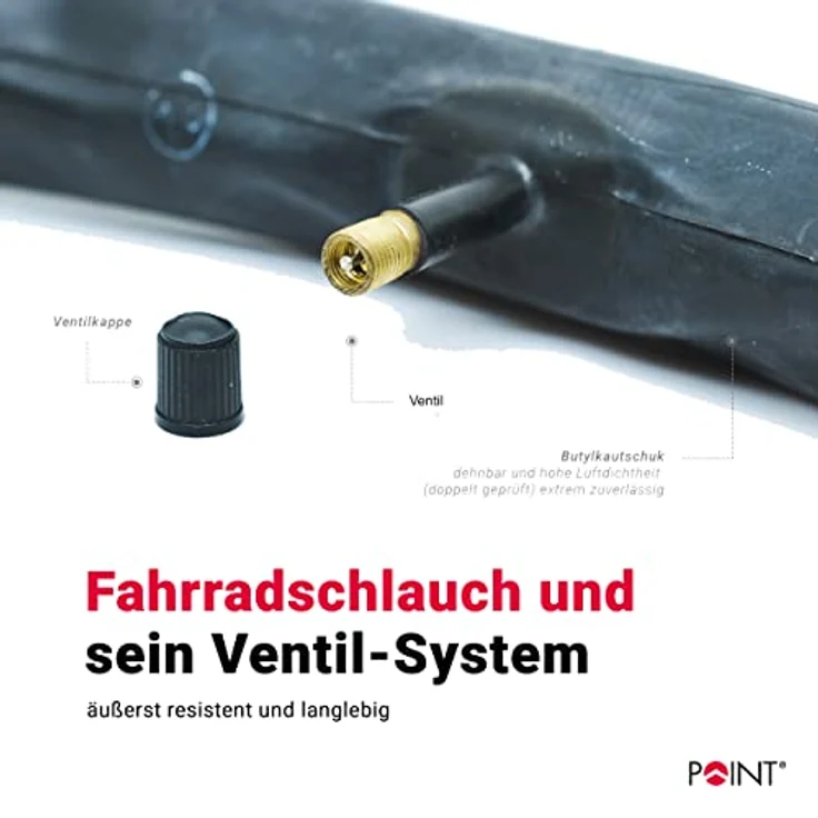 Point Fahrradschlauch ETRTO 62-203- Ventil DV, schwarz, 12.5x2 1/4, 08120001 – Bild 3