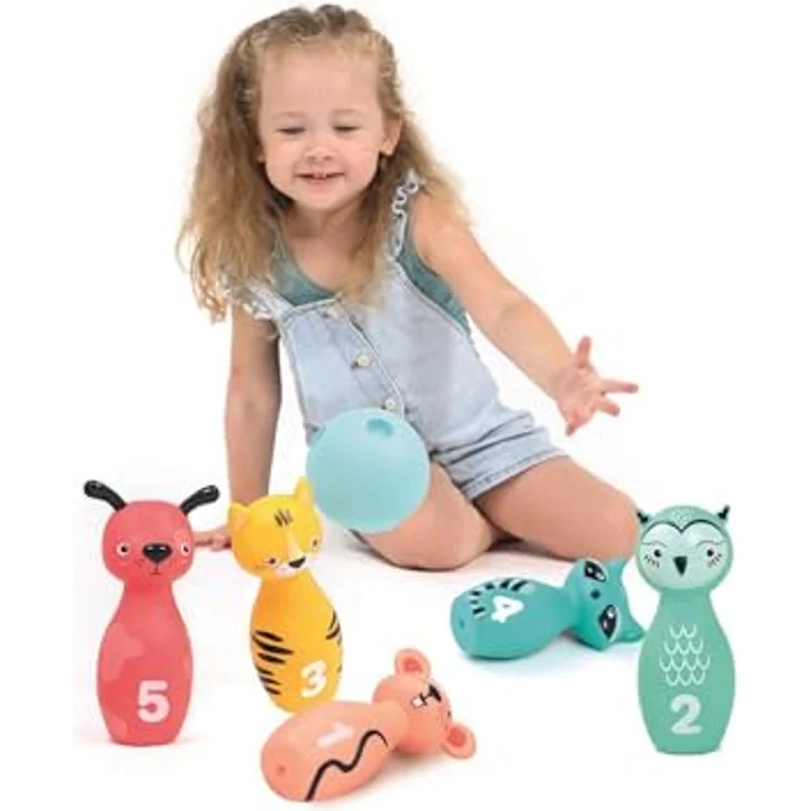 LUDI LUDI 30136, Farbe: bunt, Bowling-Set mit 5 Tierkegeln und Ball, fördert motorische Fähigkeiten für Kinder ab 10 Monaten – Bild 6