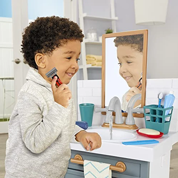 Little Tikes Erstes Waschbecken mit echtem Wasserhahn, interaktives Rollenspiel mit 12 Badezimmer-Accessoires, mehrfarbig, für Kinder ab 2 Jahren – Bild 5
