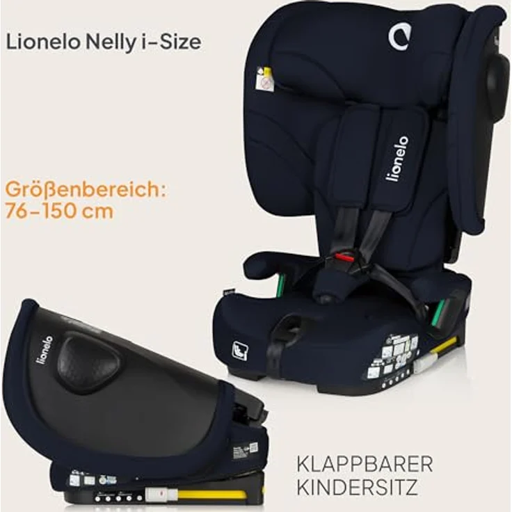 Lionelo Nelly I-Size, Kindersitz mit Isofix, 4 Liegepositionen, 5-Punkt-Gurtsystem, schwarz – Bild 2