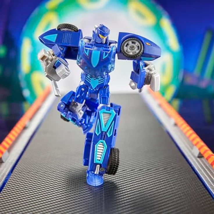 Transformers Collaborative Hot Wheels® x Twin Millä, verwandelbare Action-Figur mit 12,5 cm Roboter- und Fahrzeug-Modus, inkl. 2 Flammen-Zubehörteilen – Bild 2