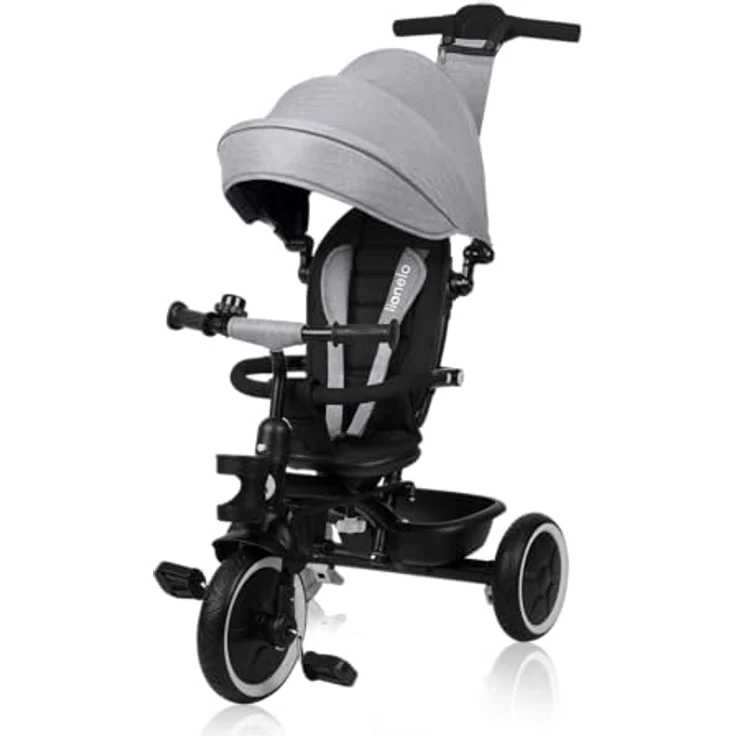 Lionelo Berry Multifunktionales Dreirad und Kinderwagen, PU-Räder, 360° Drehsitz, montierbar ohne Werkzeug – Bild 2