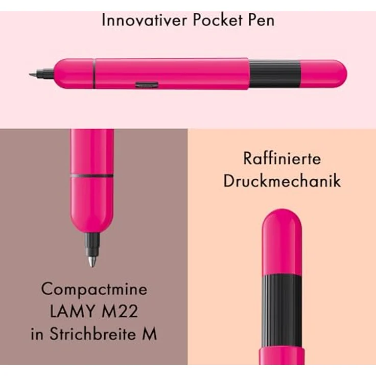 Lamy Pico Druckkugelschreiber, neonpink, mit doppelter Druckmechanik und innovativem Pocket-Design – Bild 5