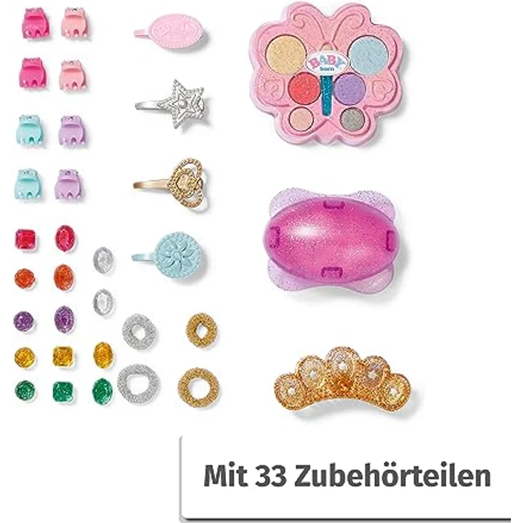 BABY born Sister Styling Head, Puppenschminkkopf für Kinder mit Langen blonden Haaren inkl. Schminkpalette, Bürste und Stylingaccessoires, Schminke für Puppe und Kinderhaut, 835432, Zapf Creation – Bild 4