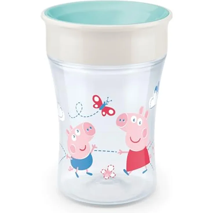 NUK Magic Cup 230ml, 360°-Trinkrand, abdichtende Silikonscheibe, BPA frei, türkis, Kindertrinkbecher