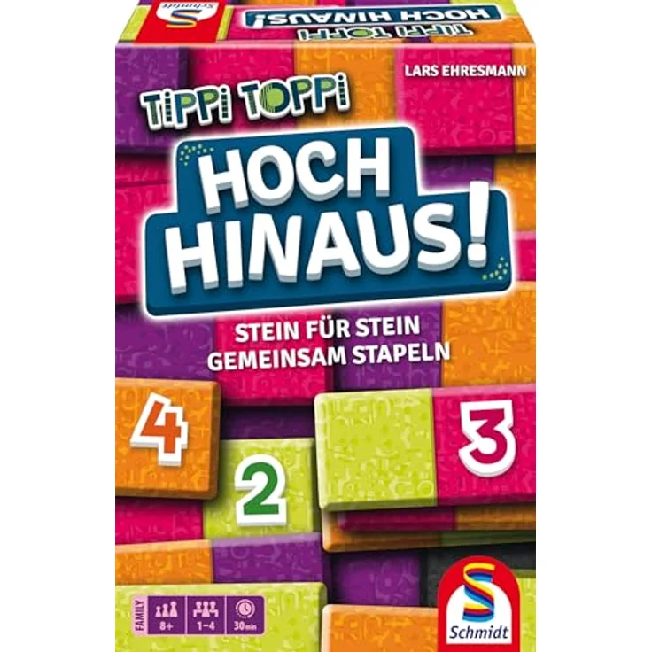 Schmidt Spiele 49484 Tippi Toppi, Hoch Hinaus! Legespiel für 1-4 Spieler, ab 8 Jahren, Spieldauer 30 Minuten, Blau, Weiß, Grün – Bild 1