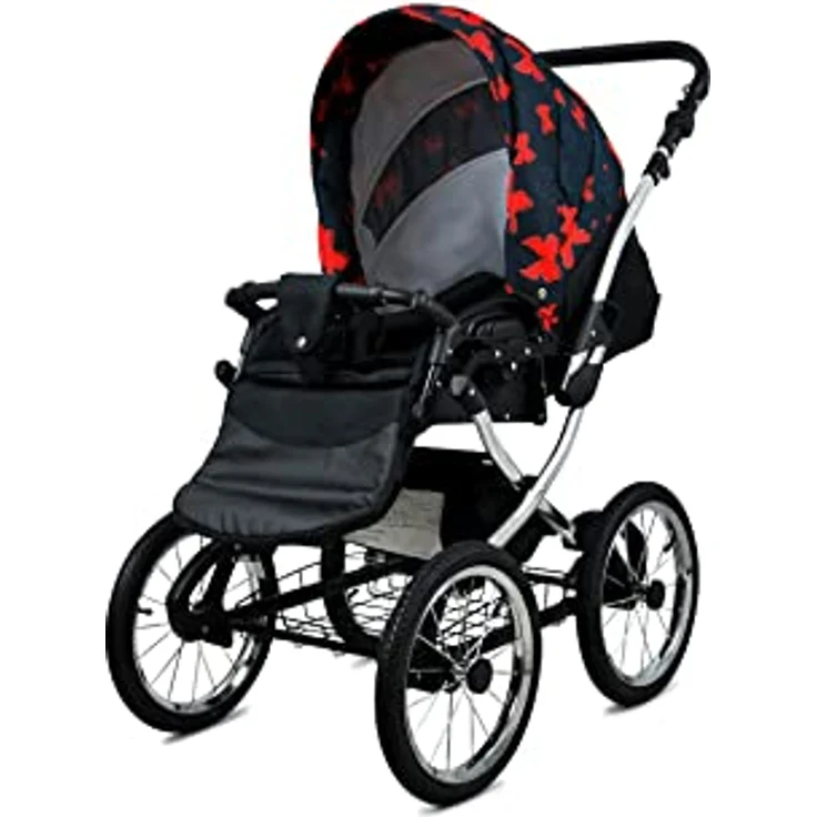 Babylux BabyLux ALU 2in1 Kinderwagen für Kleinkinder – Red Bow Silver Frame, verstellbarer tiefer Kinderwagen und Buggy, EU Norm EN 1888-1:2018+A1:2022, inkl. Zubehör – Bild 3