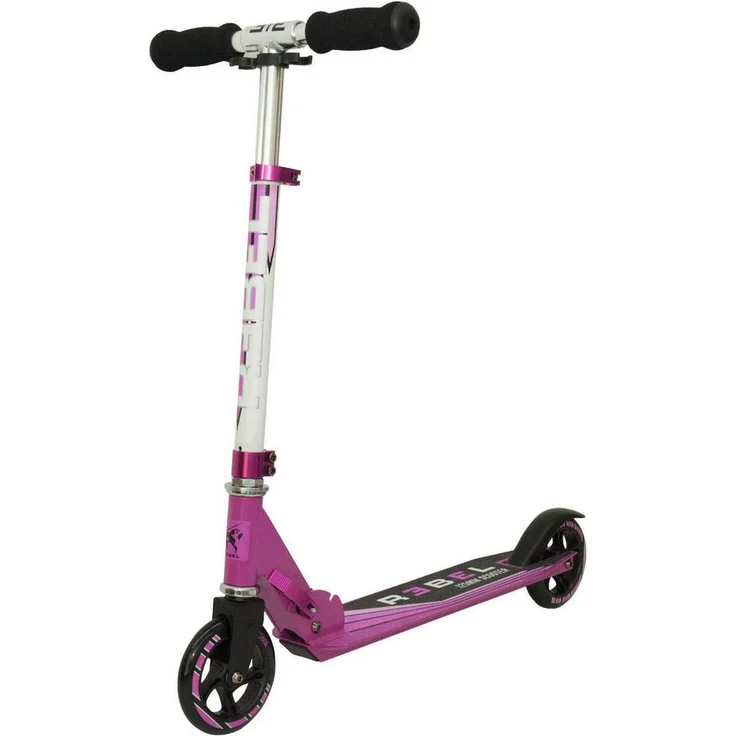 REBEL Full Speed, Aluminium Junior-Scooter mit ABEC7 Kugellagern, 125 mm PU-Rollen, 3-fach höhenverstellbar bis 84 cm, zusammenklappbar, Schutzblechbremse