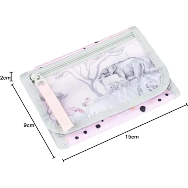 Baagl Brustbeutel Kinder, Geldbörse für Mädchen, Mini Portemonnaie mit Münzfach, 14,5 x 8,5 cm, Safari Design – Bild 4