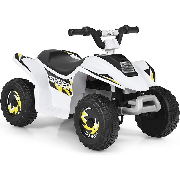 Dreamade 6V Elektrischer Kinder-Quad mit Rückwärtsgang & Elektrischer Bremse, Mini Elektroquad für Kinder bis 30 kg, max. 4,6 km/h, Elektrofahrzeuge (Weiß)