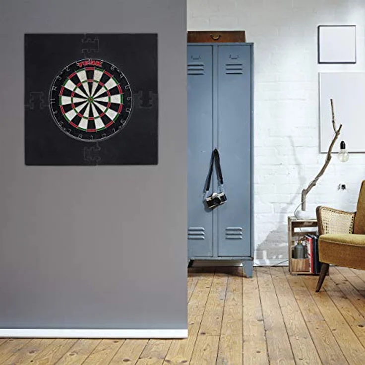 Relaxdays Schutzring für Dartscheiben, quadratisches Auffangfeld mit 3 cm dickem Wandschutz, 45 cm Durchmesser, 4 Teile – Bild 2