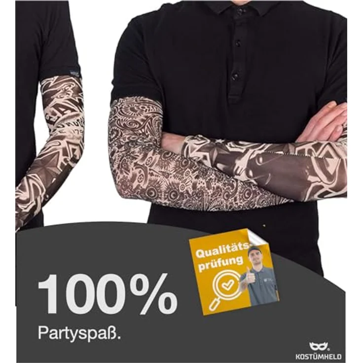 TK Gruppe Timo Klingler 5X Tattoo Ärmel Tattoo Strumpf Sleeve aus Nylon - täuschend echt - Herren - Armstrumpf für Fasching & Karnival & Halloween - Rocker – Bild 6