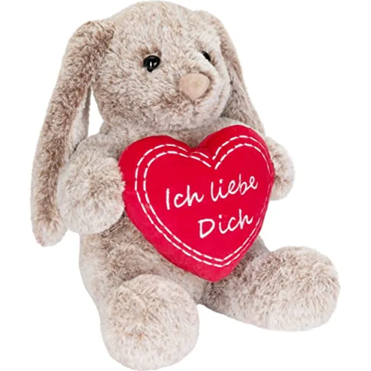 Hase Kuscheltier mit Herz Rot und Schlappohren - Ich Liebe Dich - 28 cm Plüschhasen Geschenk – Bild 2
