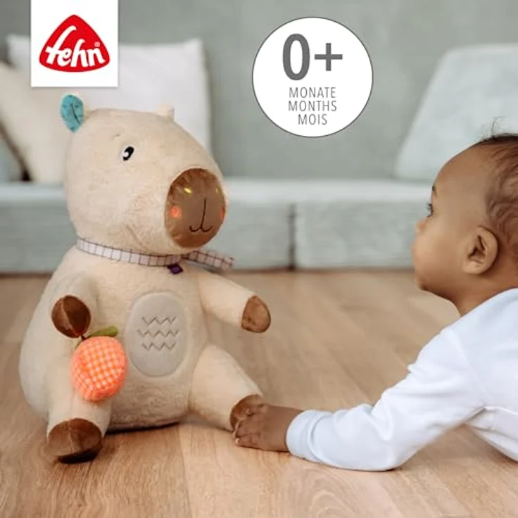 Fehn Capybara Kuscheltier XL, Plüschtier für Babys ab 0 Monaten, Sicherheitsgeprüft, mehrfarbig – Bild 3