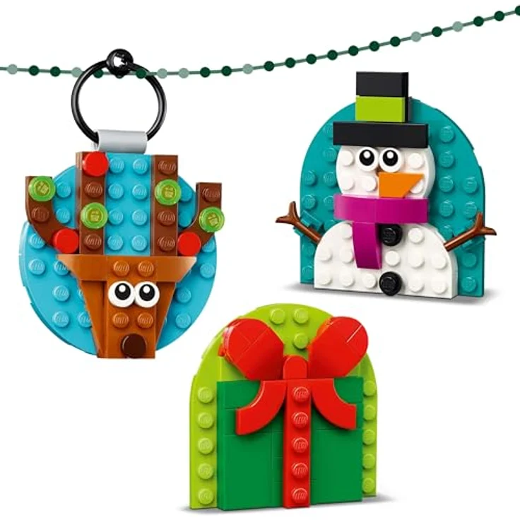LEGO Iconic 40744, Christbaumanhänger Bausatz mit 4 Motiven (Geschenk, Weihnachtsmann, Schneemann, Rentier), Mehrfarbig, 153 Teile, ab 6 Jahren – Bild 6